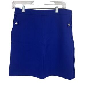 Mario Serrani Italy Royal Blue Button Detail A-Line Skirt Size 8